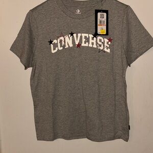 Converse Heather Gray Tee with Star Accents Girls